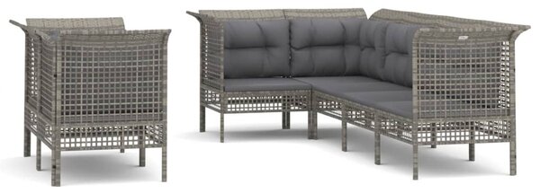 7 részes szürke polyrattan kerti ülőgarnitúra párnákkal