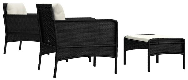 5 részes fekete polyrattan kerti ülőgarnitúra párnákkal