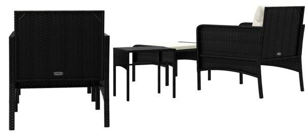 5 részes fekete polyrattan kerti ülőgarnitúra párnákkal