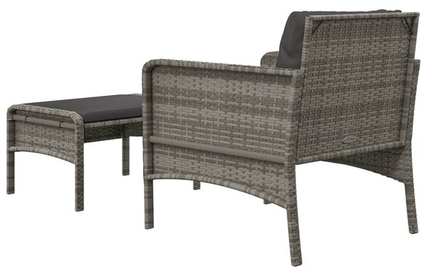 2 részes szürke polyrattan kerti ülőgarnitúra párnákkal