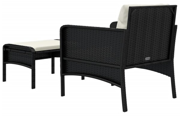 2 részes fekete polyrattan kerti ülőgarnitúra párnákkal
