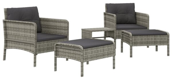 5 részes szürke polyrattan kerti ülőgarnitúra párnákkal