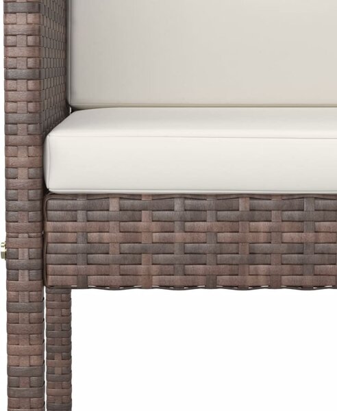 7 részes barna polyrattan kerti bárszett párnákkal