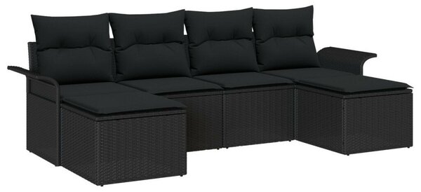 Kertibútor szett 5-ös szett Fekete Kézzel szőtt rattan Nagy