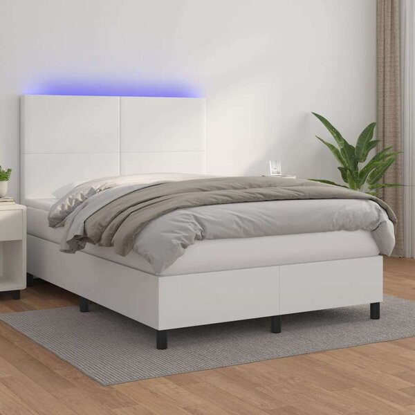 VidaXL LED-es Ágy - Műbőr - 140x200 cm