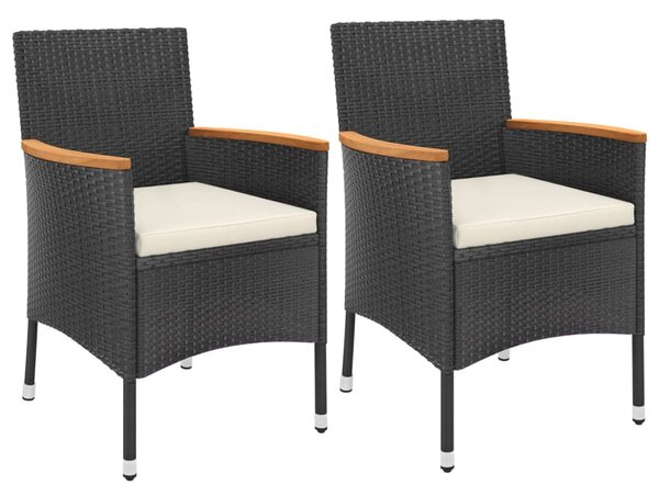 3 részes fekete polyrattan kerti bisztrógarnitúra párnákkal