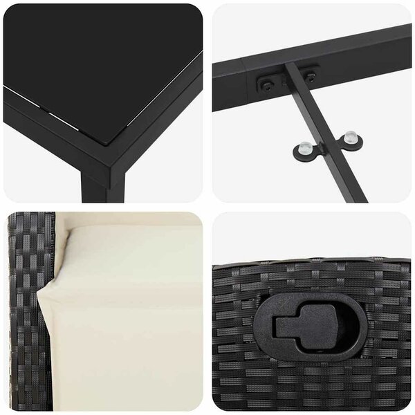 VidaXL Kert étkező szett 5 pcs Fekete polirattan