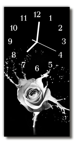 Négyszögletes üvegóra Black Rose Virág art 30x60