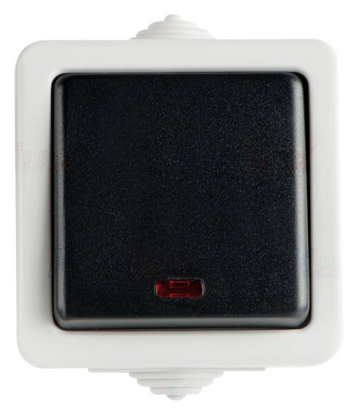 Kanlux TEKNO - Kapcsoló, egy pólusú, jelzőfénnyel, fekete, IP54