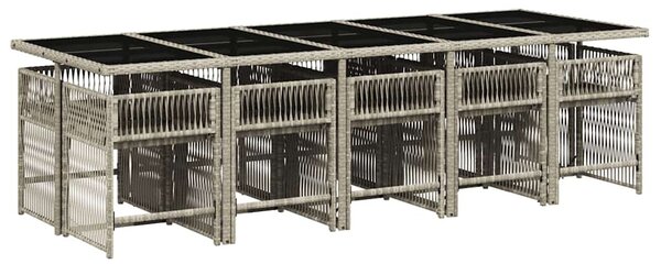 11 részes világosszürke polyrattan kerti ülőgarnitúra párnákkal