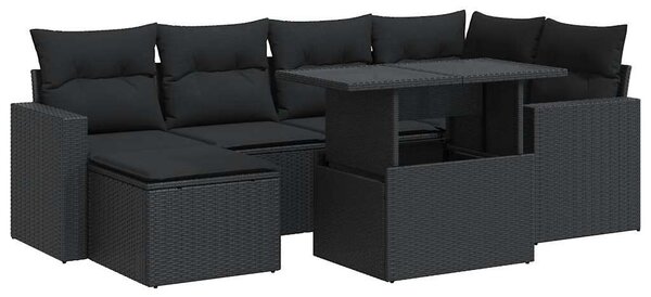 VidaXL Polyrattan Kerti Ülőgarnitúra - 7 részes - Fekete