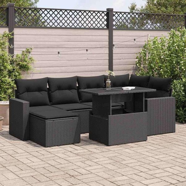 VidaXL Polyrattan Kerti Ülőgarnitúra - 7 részes - Fekete