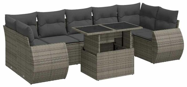 VidaXL Polyrattan Kerti Ülőgarnitúra - 8 részes - Szürke