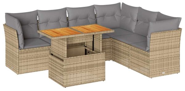 VidaXL Polyrattan Kerti Ülőgarnitúra - 7 részes - Bézs