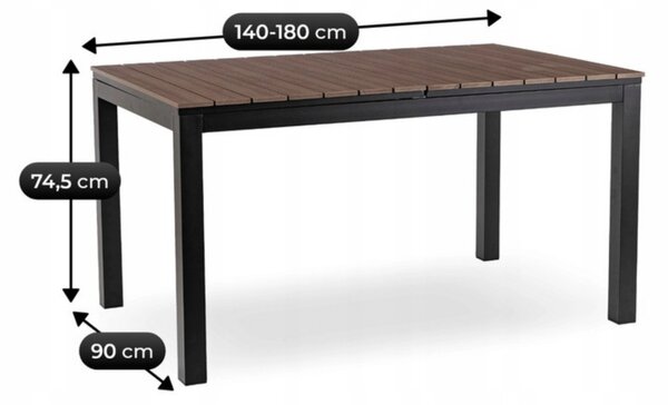 ARGOS kerti asztal 140-180 cm, dió-fekete
