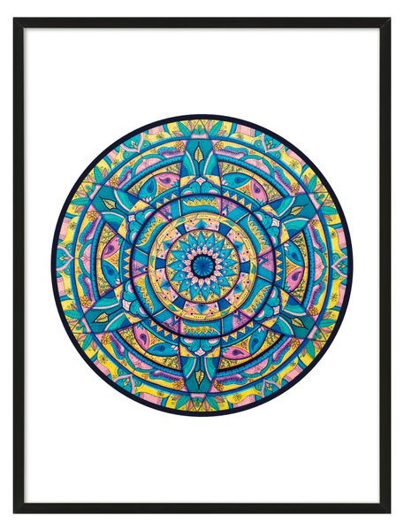 Hat levelű mandala fehér háttérrel egyedi műalkotás nyomat falikép