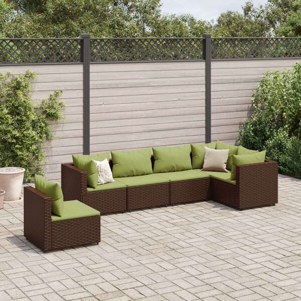 VidaXL Polyrattan Kerti Ülőgarnitúra - 6 Személyes - Barna