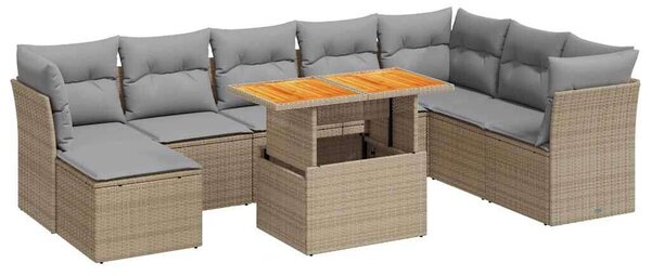 VidaXL Polyrattan Kerti Ülőgarnitúra - 9 részes - Bézs