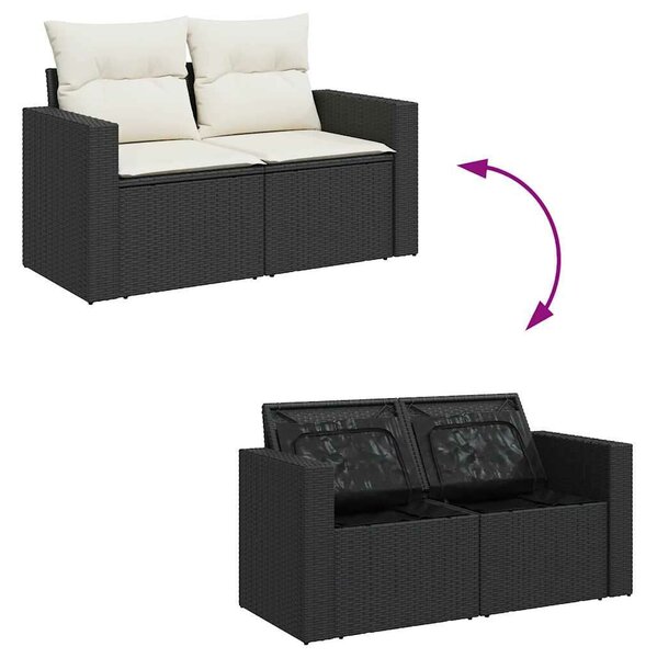 VidaXL Polyrattan Kerti Ülőgarnitúra - 6 részes - Fekete