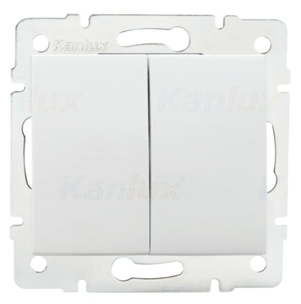 Kanlux LOGI - Kettős nyomókapcsoló, keret nélkül, fehér