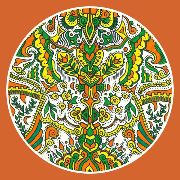 "Nyár" mandala terrakotta narancs háttérrel egyedi műalkotás nyomat falikép