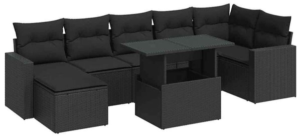 VidaXL Polyrattan Kerti Ülőgarnitúra - 8 részes - Fekete