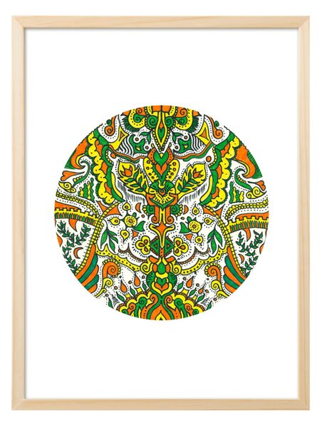 "Nyár" mandala fehér háttérrel egyedi műalkotás nyomat falikép