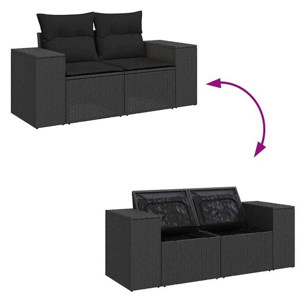 VidaXL Polyrattan Kerti Ülőgarnitúra - 6 részes - Fekete