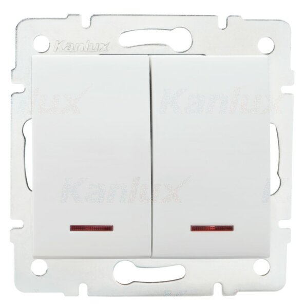 Kanlux LOGI - Csillárkapcsoló, jelzőfénnyel, keret nélkül, fehér