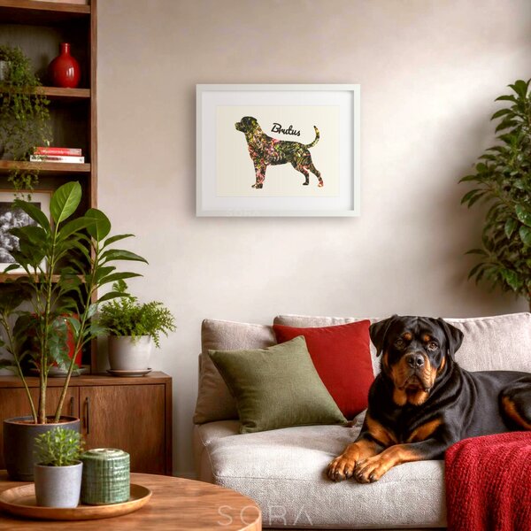 Rottweiler fotógrafika falikép saját névvel