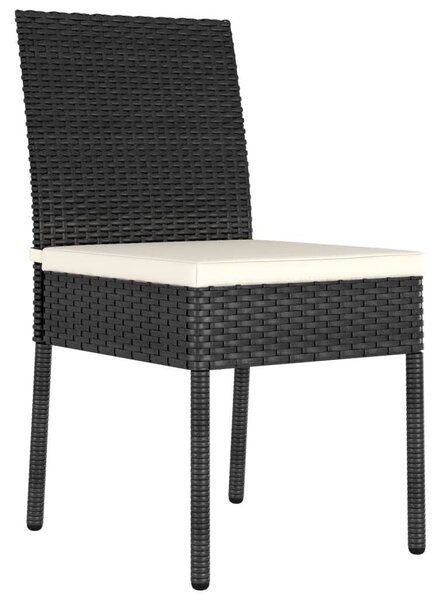 Polyrattan Kerti Étkezőgarnitúra - 3 részes - Fekete