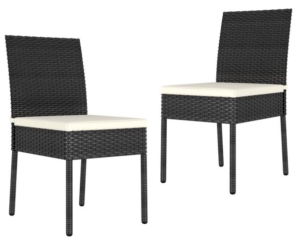 Polyrattan Kerti Étkezőgarnitúra - 3 részes - Fekete