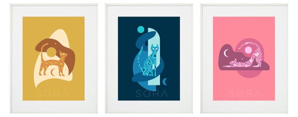 Színes modern macskák grafika falikép kollekció