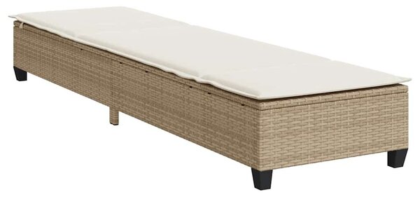 VidaXL bézs polyrattan napozóágy párnákkal 55x200x25,5 cm