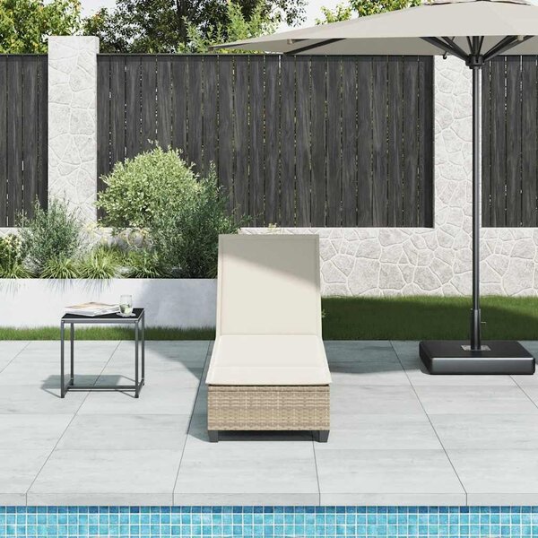 VidaXL bézs polyrattan napozóágy párnákkal 55x200x25,5 cm