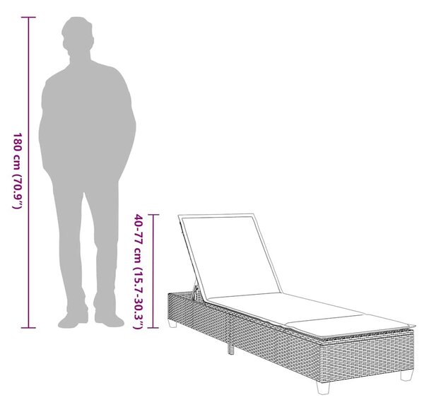 VidaXL bézs polyrattan napozóágy párnákkal 55x200x25,5 cm