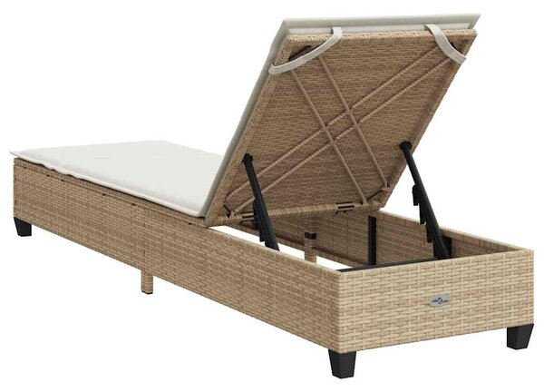 VidaXL bézs polyrattan napozóágy párnákkal 55x200x25,5 cm