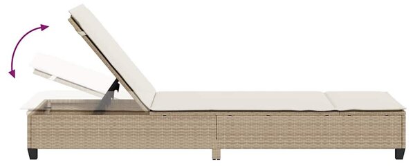 VidaXL bézs polyrattan napozóágy párnákkal 55x200x25,5 cm