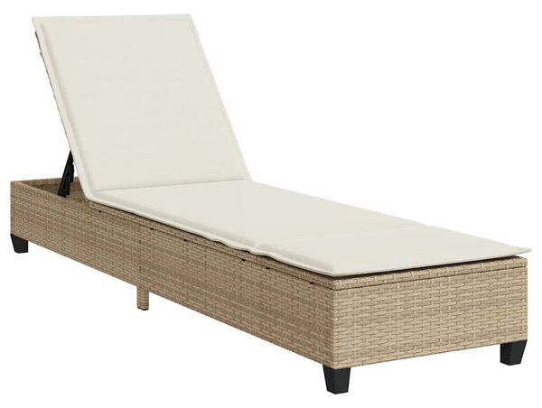 VidaXL bézs polyrattan napozóágy párnákkal 55x200x25,5 cm