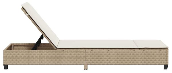 VidaXL bézs polyrattan napozóágy párnákkal 55x200x25,5 cm