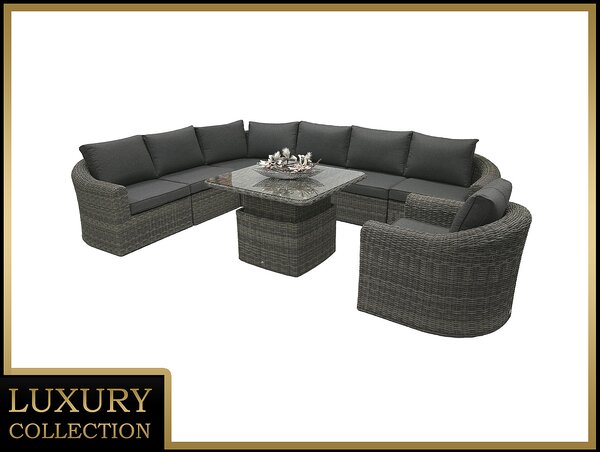 DEOKORK Rattan moduláris szett BORNEO LUXURY 7 személyes (szürke)