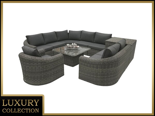 DEOKORK Rattan moduláris szett BORNEO LUXURY 8 személyes (szürke)