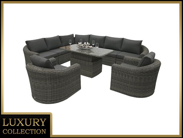 DEOKORK Rattan moduláris szett BORNEO LUXURY 8 személyes (szürke)