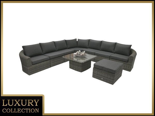 DEOKORK Rattan moduláris szett BORNEO LUXURY 8 személyes (szürke)