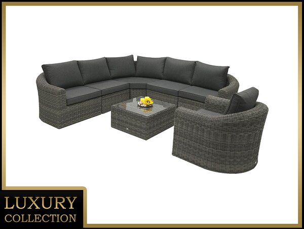 DEOKORK Rattan moduláris szett BORNEO LUXURY 6 személyes (szürke)