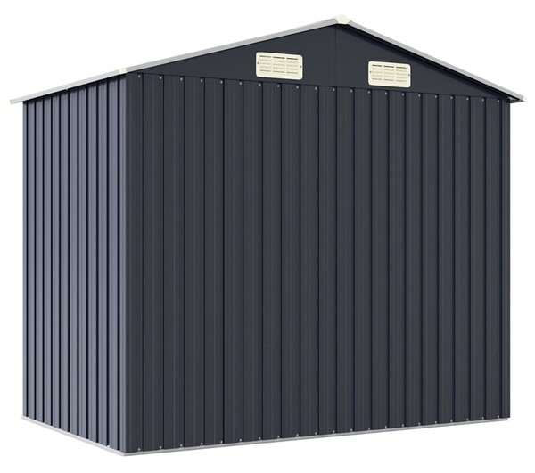 Antracitszürke horganyzott acél kerti fészer 205 x 129 x 183 cm