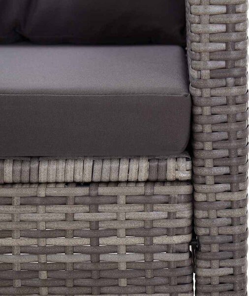 Kétszemélyes szürke polyrattan kerti kanapé párnákkal 124 cm