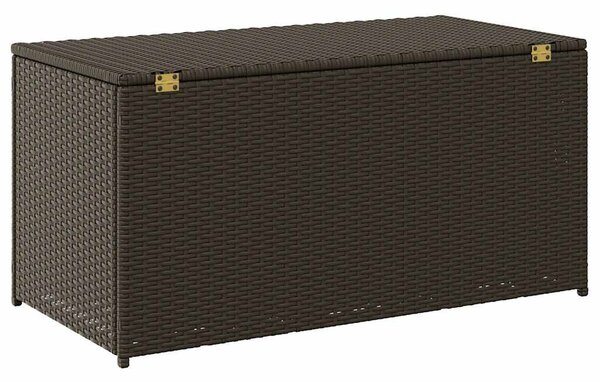 Barna polyrattan kerti tárolóláda 100 x 50 x 50 cm