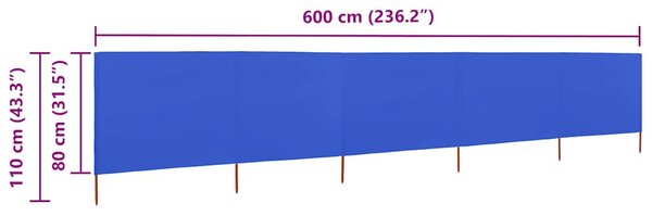 Azúrkék szövet 5-paneles szélfogó 600 x 80 cm