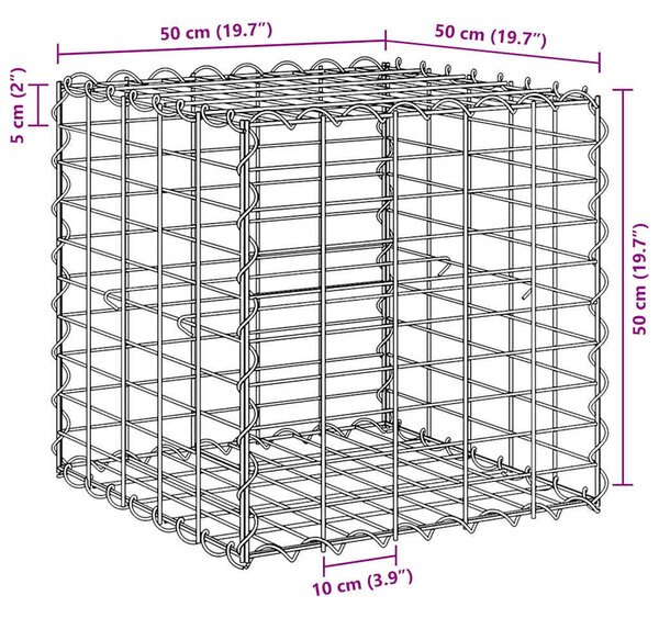 Kocka alakú acélhuzal gabion magaságyás 50 x 50 x 50 cm
